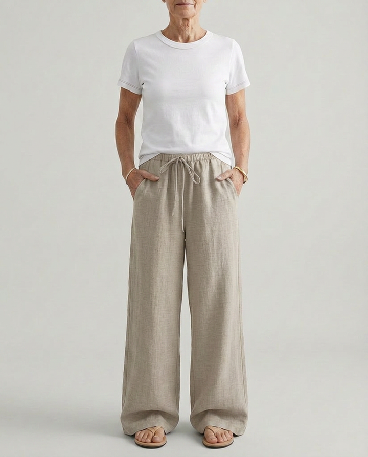 Wide Leg Trousers with Pockets and Solid Color
