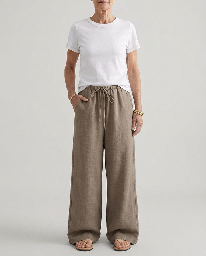 Wide Leg Trousers with Pockets and Solid Color