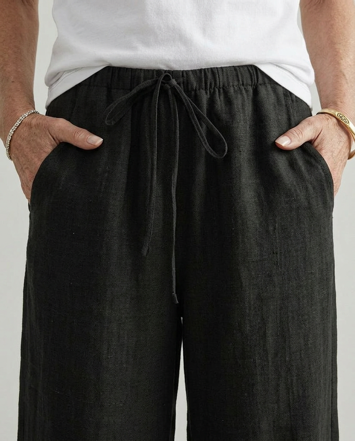 Wide Leg Trousers with Pockets and Solid Color