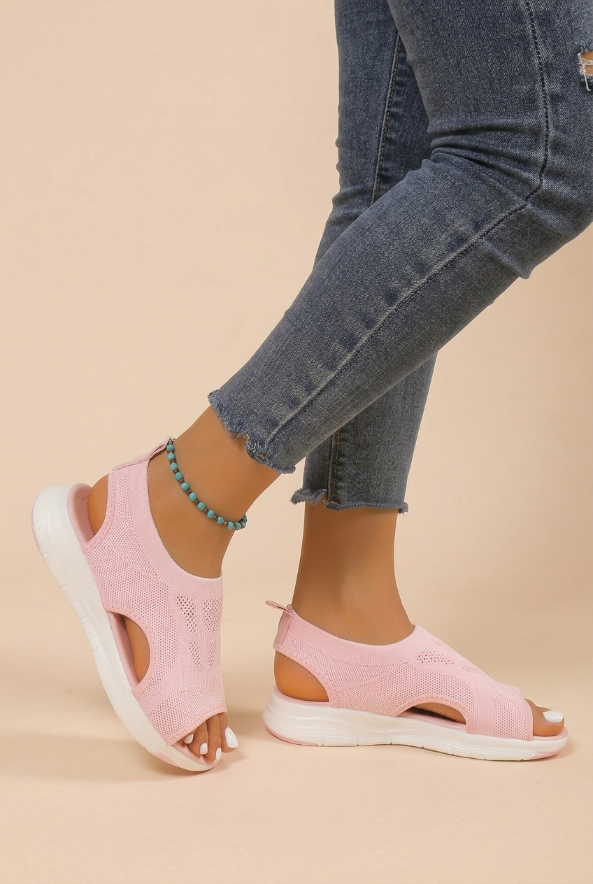 Summer Knitted Wedge Sandals with Cut Out Detail and Platform Sole for Women