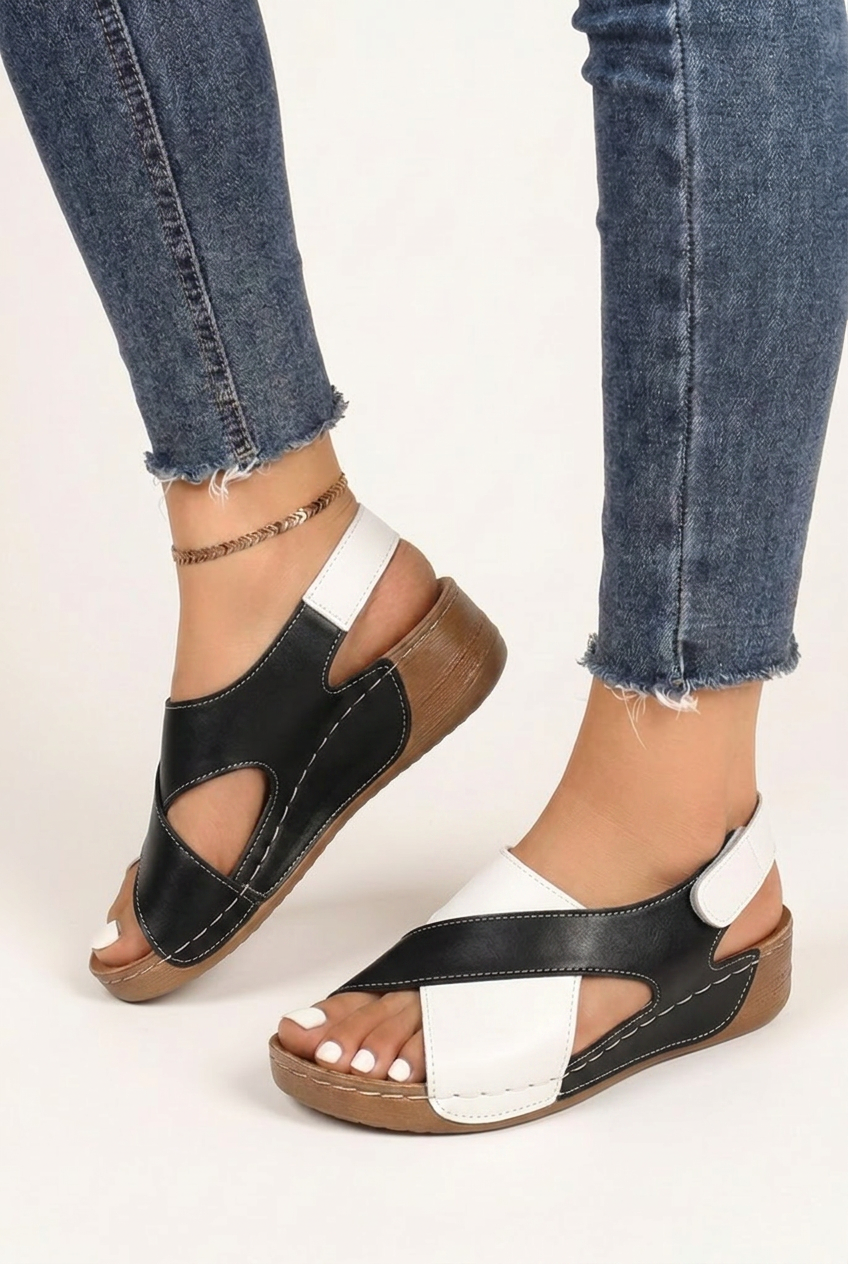 Summer Platform Sandals with Color Block Design and Thick Sole for Women