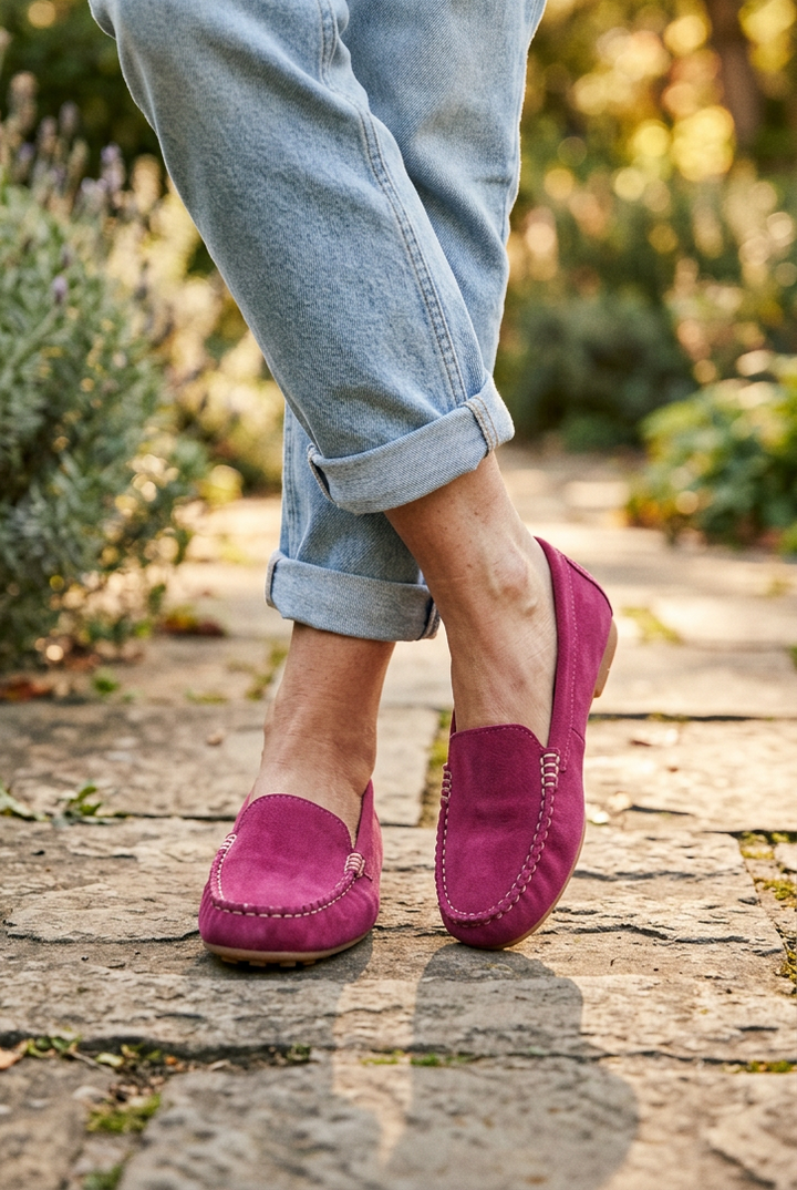 Slip On Loafers with Metal Stitch Detail and Round Toe for Women