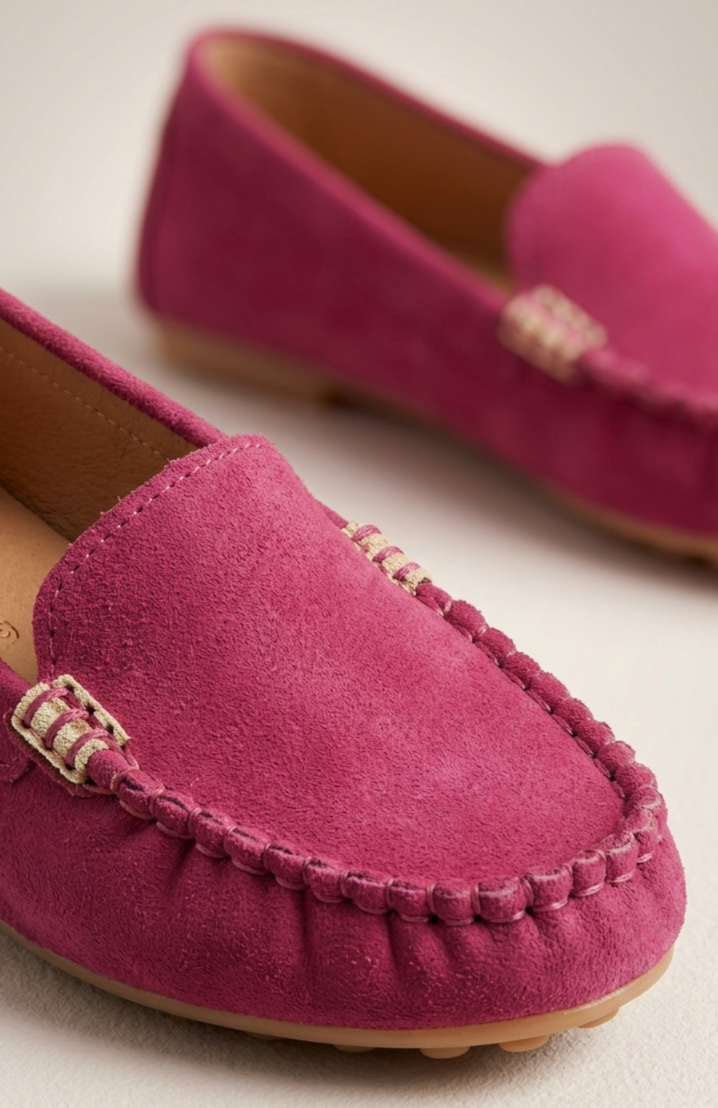 Slip On Loafers with Metal Stitch Detail and Round Toe for Women