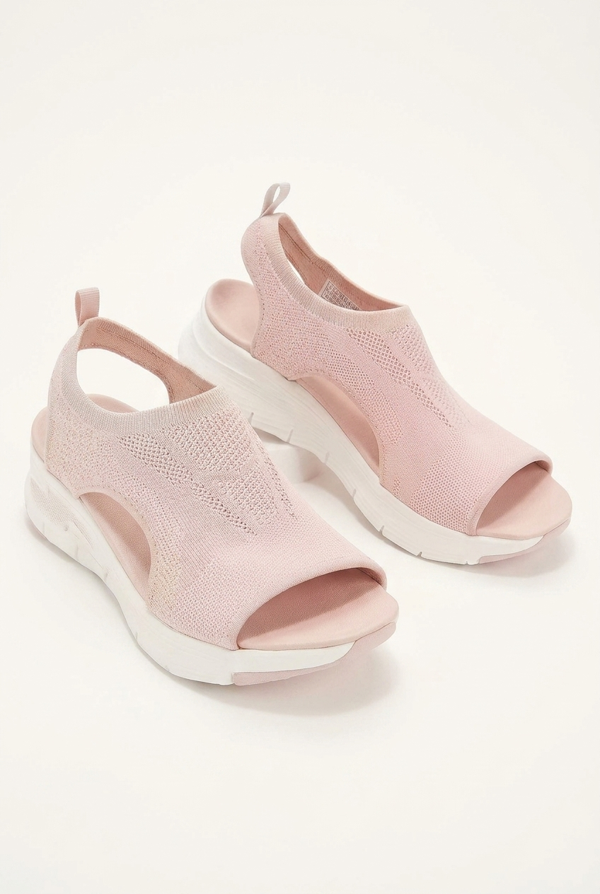 Summer Knitted Wedge Sandals with Cut Out Detail and Platform Sole for Women