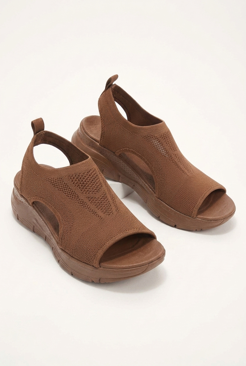 Summer Knitted Wedge Sandals with Cut Out Detail and Platform Sole for Women
