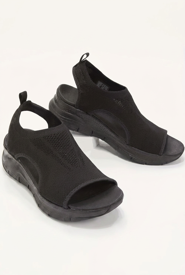 Summer Knitted Wedge Sandals with Cut Out Detail and Platform Sole for Women