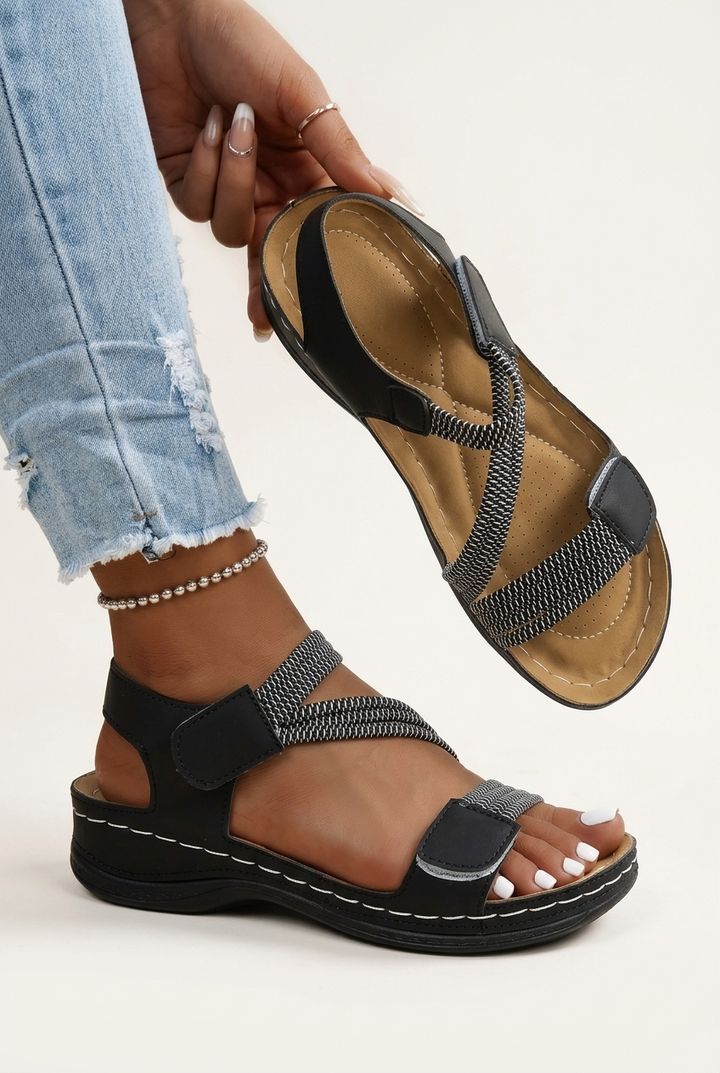 Summer Wedge Sandals with Platform Sole and Ankle Strap for Casual Women
