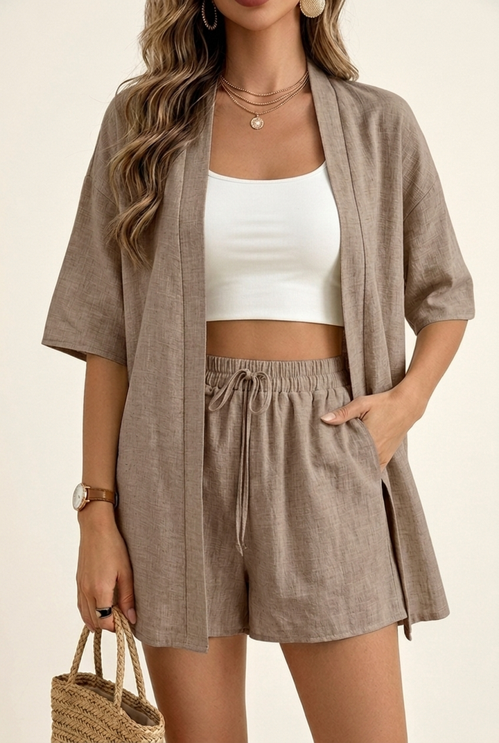 Cardigan and Shorts Two Piece Set for Women