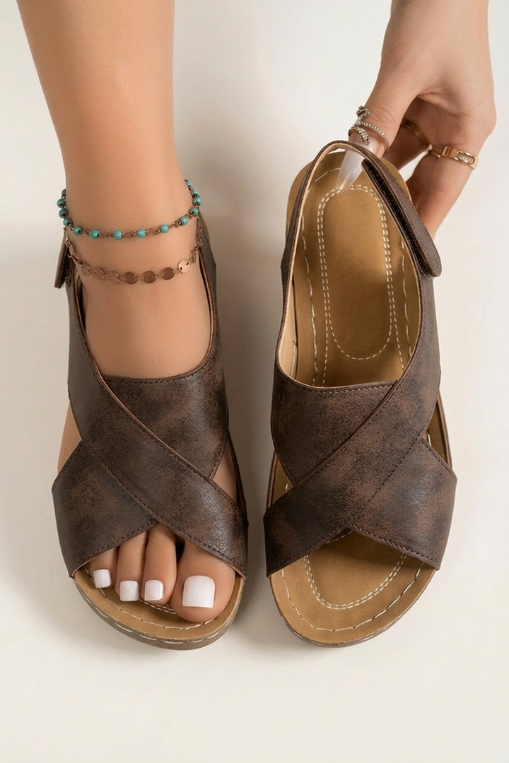 Wedge Platform Sandals with Open Toe and Hook Closure for Women