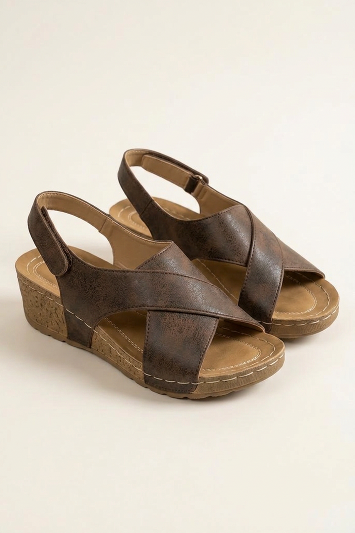 Wedge Platform Sandals with Open Toe and Hook Closure for Women