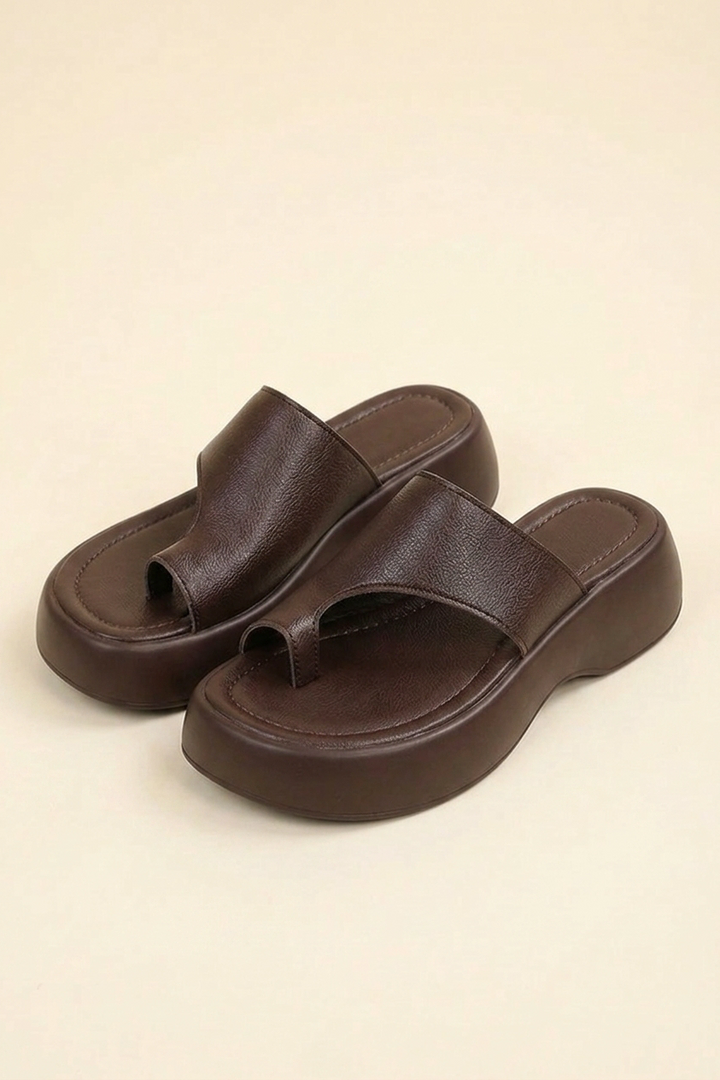 Toe Post Platform Slides with Non Slip Sole and Open Toe for Women