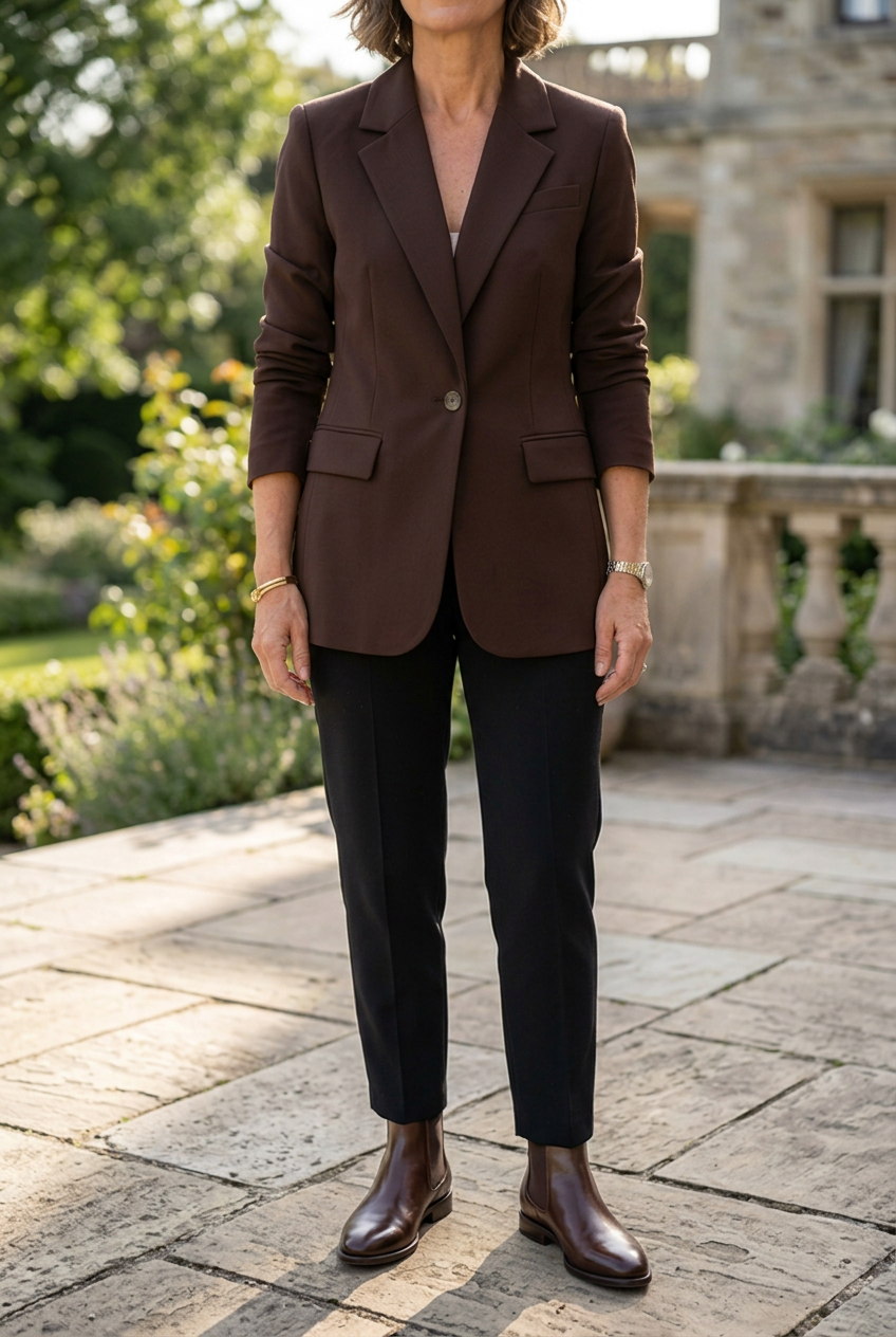 Slim Fit Blazer with Shoulder Pads and Cinched Waist for Office Women