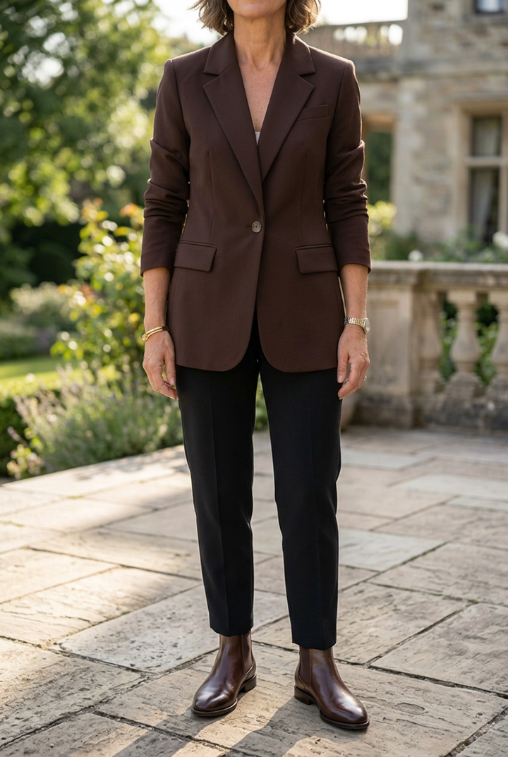 Slim Fit Blazer with Shoulder Pads and Cinched Waist for Office Women