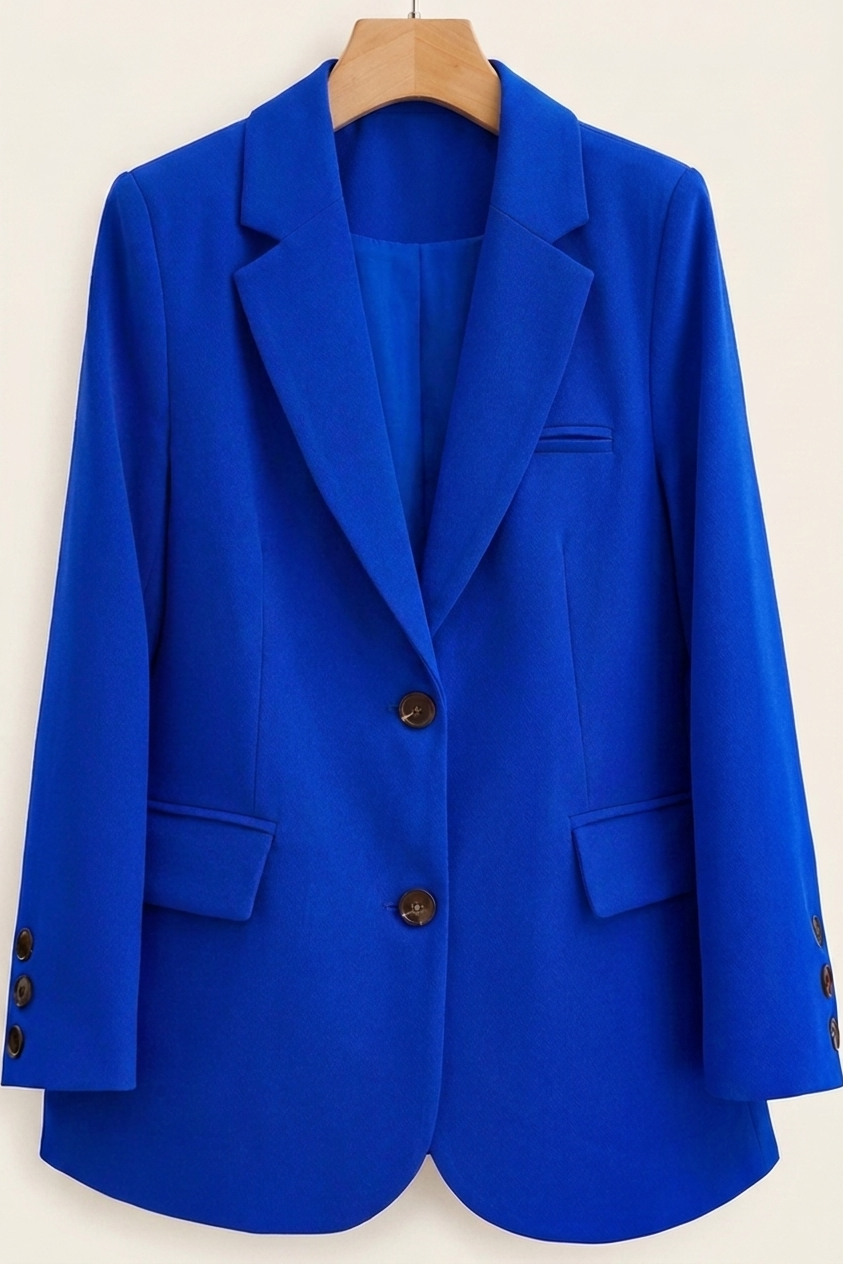 Classic Tailored Blazer with Two Button Closure for Office Women