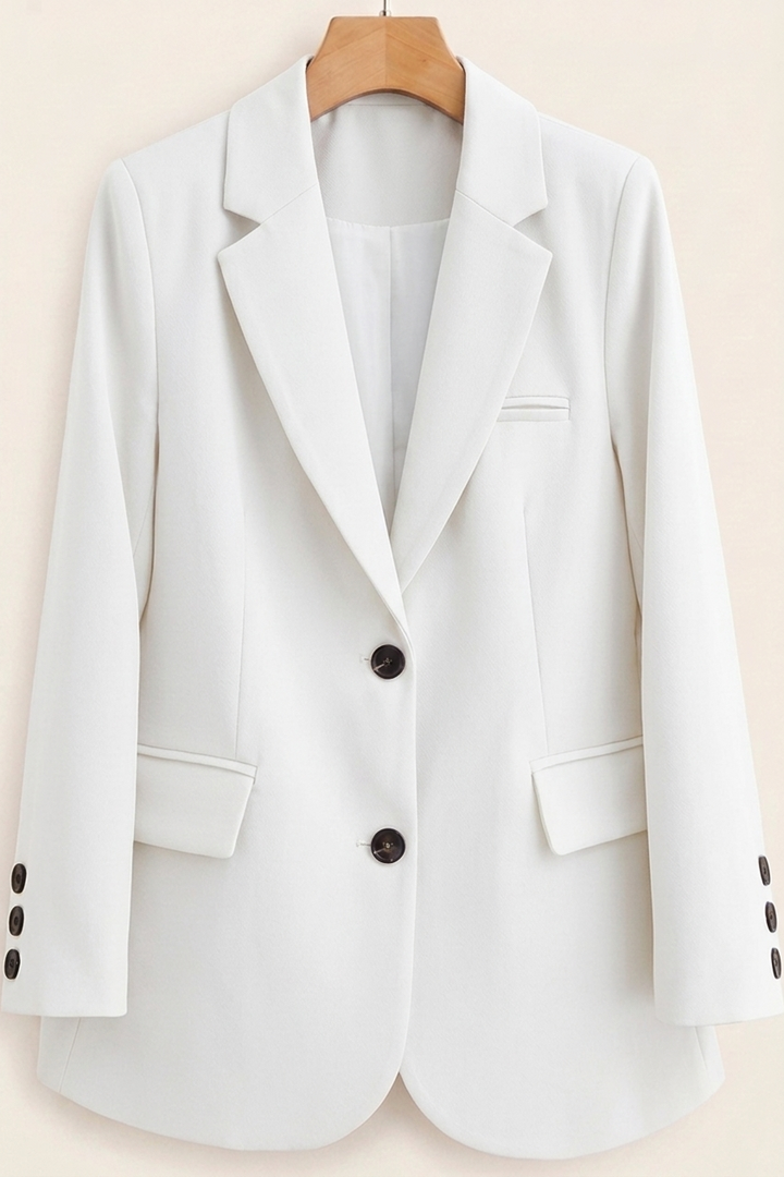Classic Tailored Blazer with Two Button Closure for Office Women