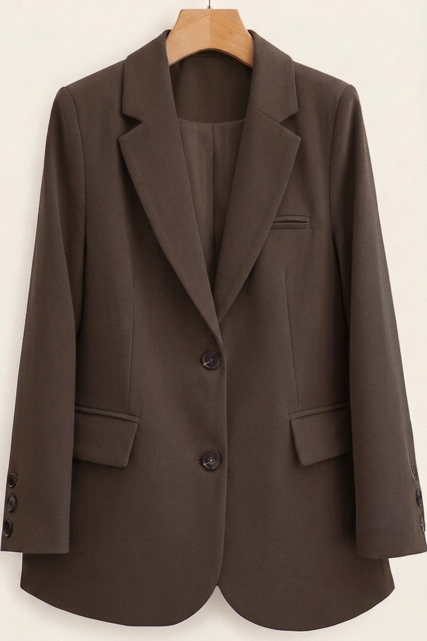 Classic Tailored Blazer with Two Button Closure for Office Women