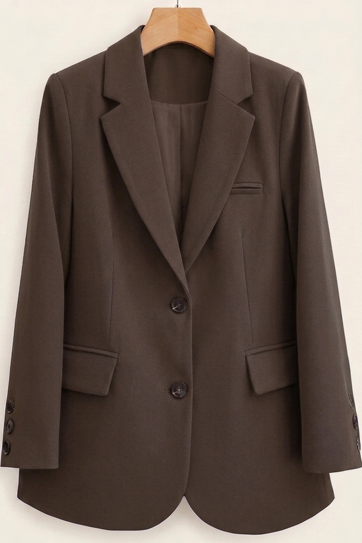 Classic Tailored Blazer with Two Button Closure for Office Women