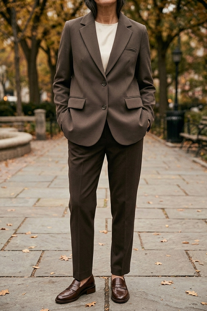 Classic Tailored Blazer with Two Button Closure for Office Women