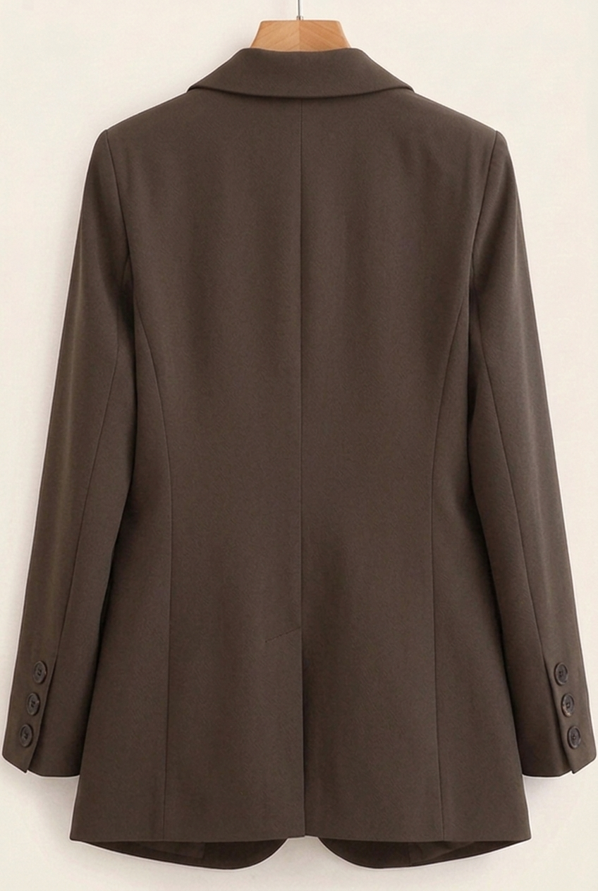 Classic Tailored Blazer with Two Button Closure for Office Women