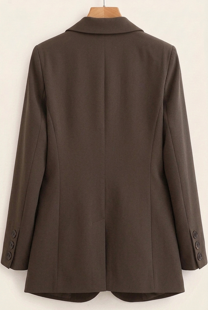 Classic Tailored Blazer with Two Button Closure for Office Women