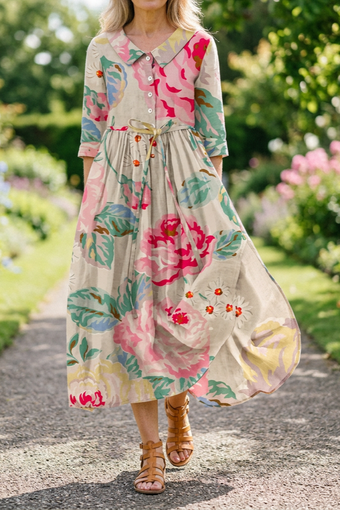Adeline - Half Sleeve Floral Dress