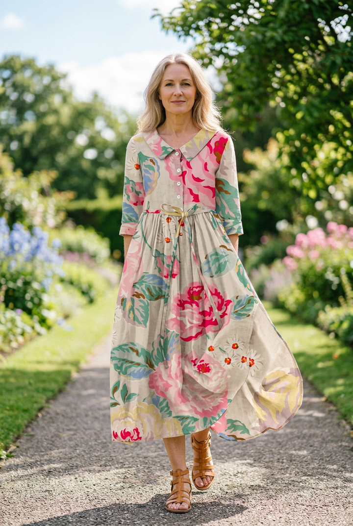 Adeline - Short Sleeve Floral Dress
