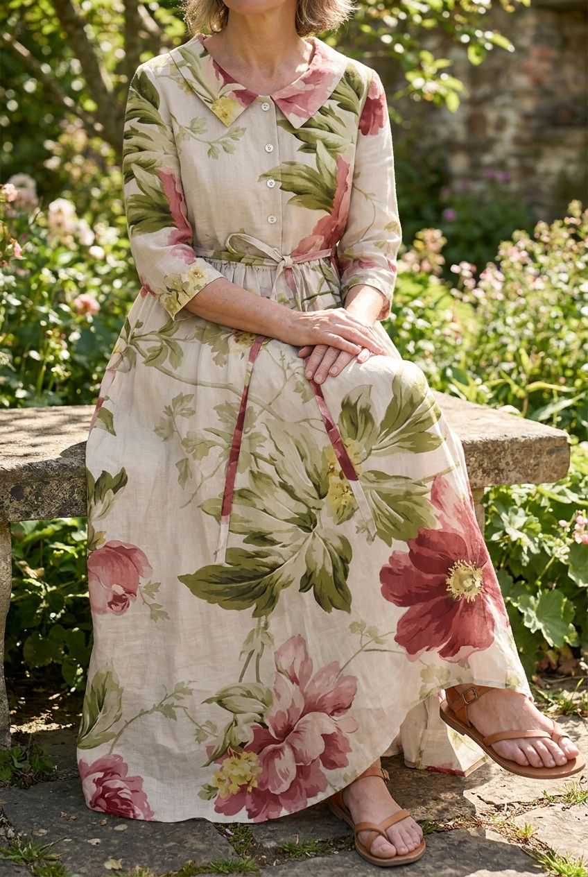 Vivienne - Vintage Floral Lace Up Dress