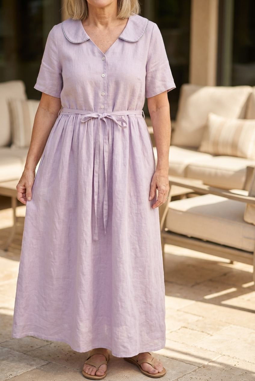 Elodie - Lace Up Short Sleeve Dress