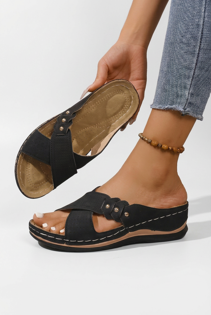 Flora - Floral Wedge Sandals