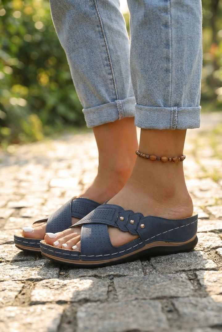 Flora - Floral Wedge Sandals