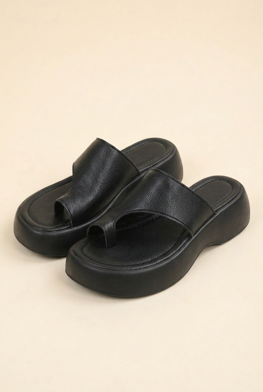 Toe Post Platform Slides with Non Slip Sole and Open Toe for Women