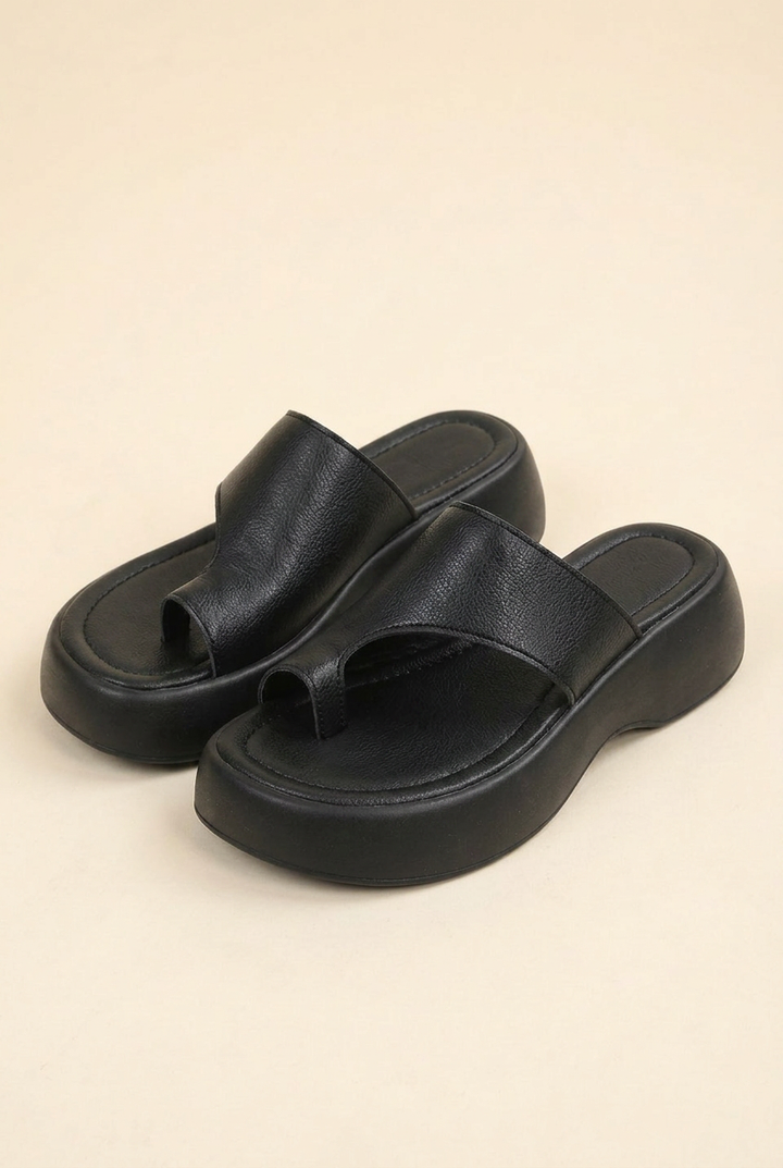 Toe Post Platform Slides with Non Slip Sole and Open Toe for Women
