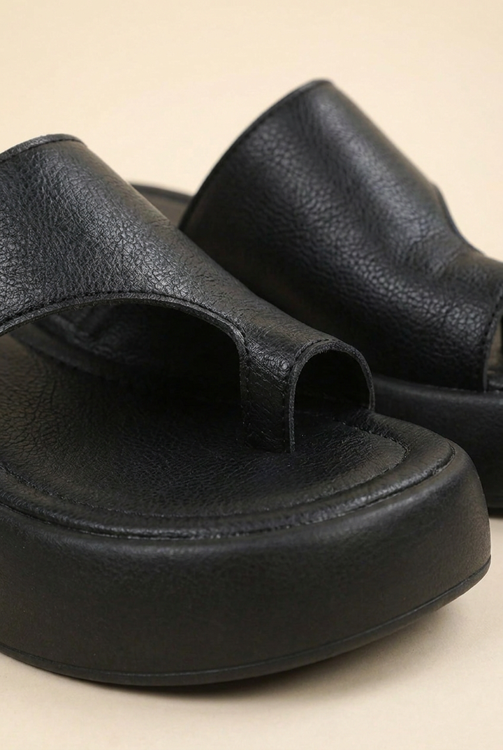 Toe Post Platform Slides with Non Slip Sole and Open Toe for Women
