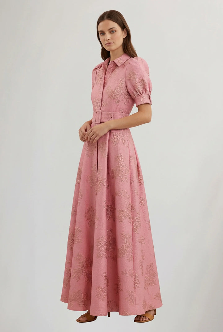 Floral Maxi Dress with Belted Waist