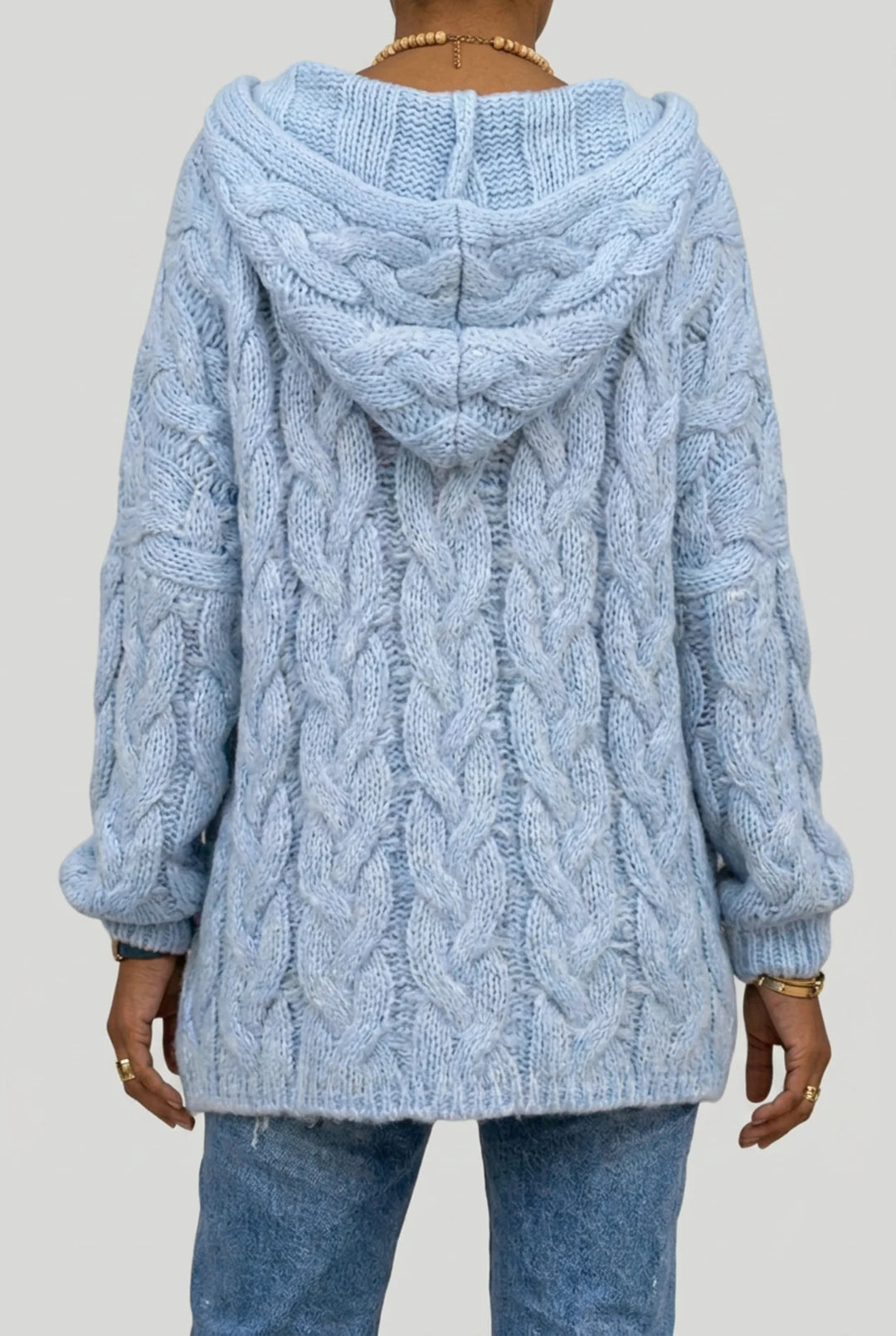 Anais - Plus Size Hooded Cable Sweater