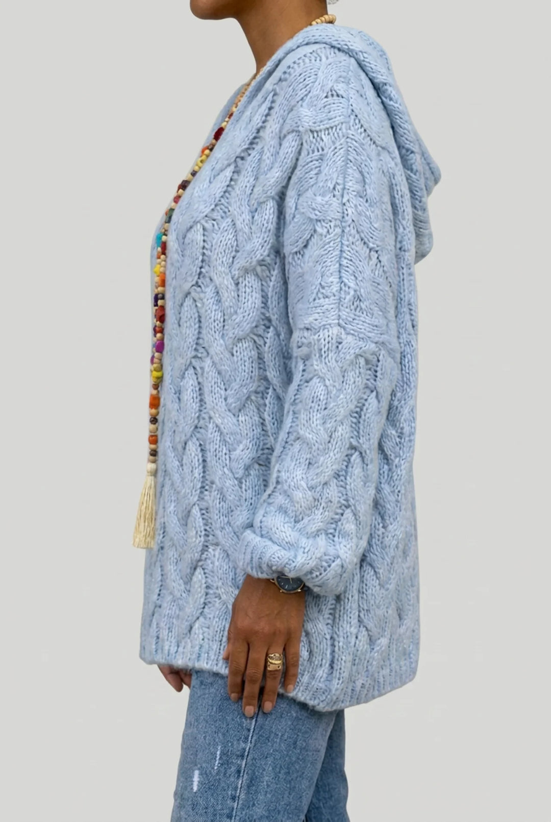 Anais - Plus Size Hooded Cable Sweater