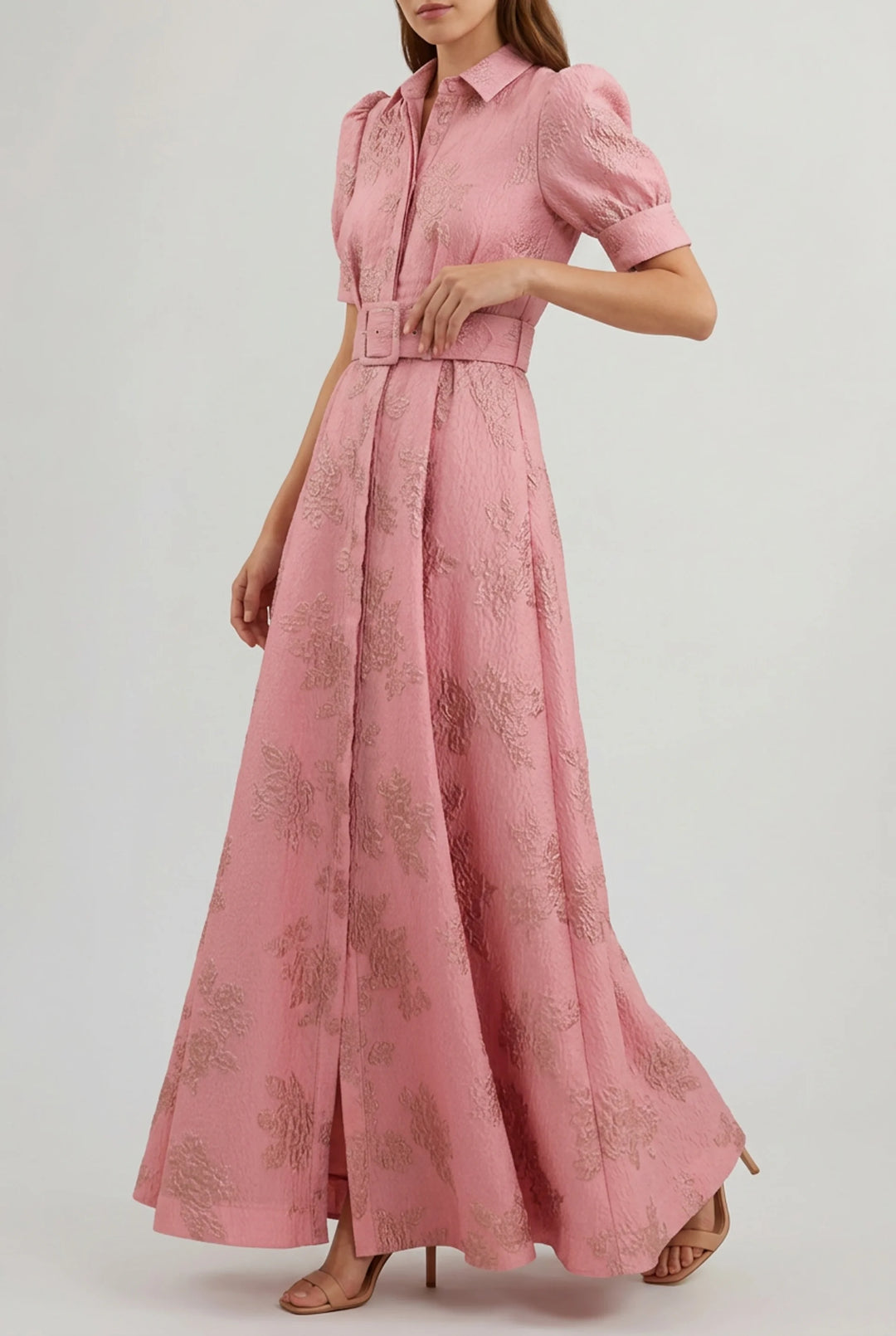 Floral Maxi Dress with Belted Waist