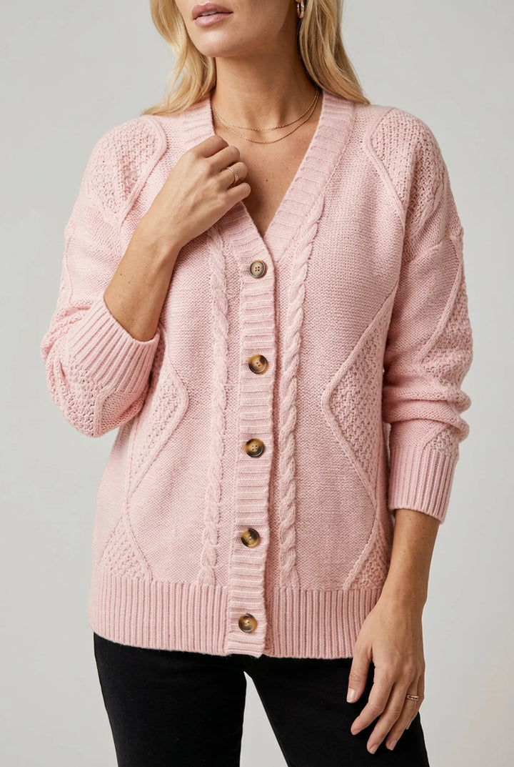 Lena - Plus Size Cable Knit Cardigan