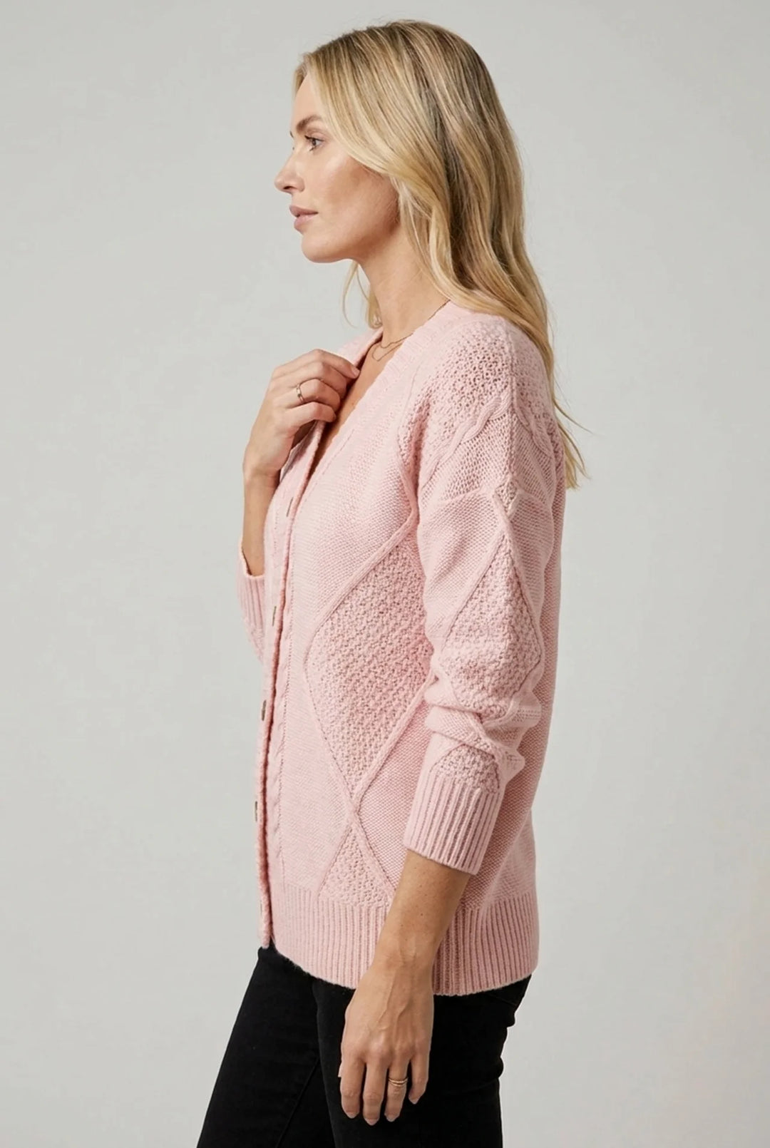 Lena - Plus Size Cable Knit Cardigan