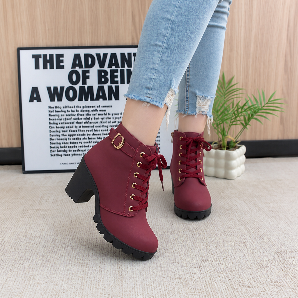 Burgundy ankle boots - Elma Boutique