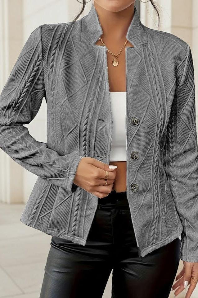 Tailored Elegant Womens Blazer - Textured Pattern